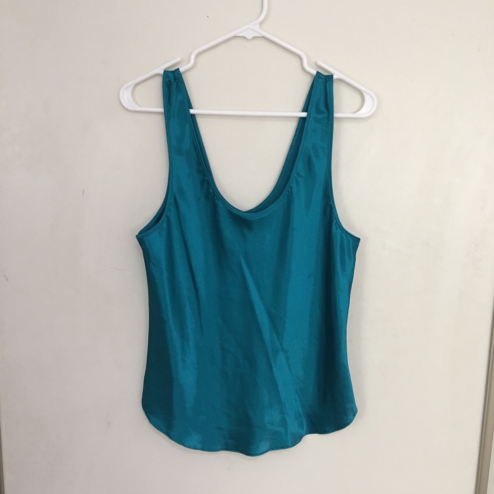 Blue Silk Like Turquoise Tank Top
